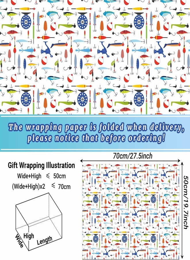 Bolsome 12 Sheets 20 x 28 Inches Fishing Wrapping Paper Colorful Fishing Tackles and Lures Gift Wrap Paper for Baby Shower Fishing Birthday Party - Image 2